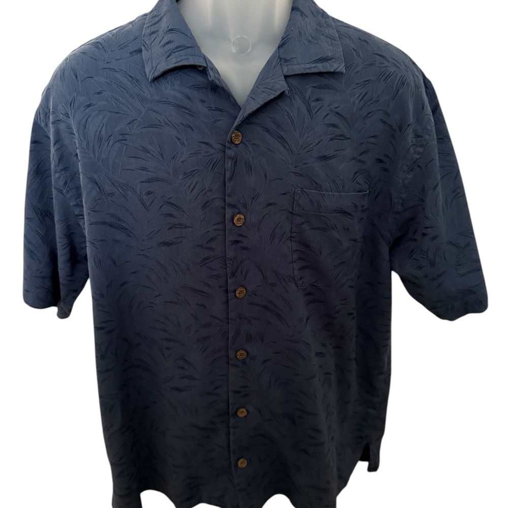 TOMMY BAHAMA Blue Hawaiian Aloha Tropical Shirt Men L Large